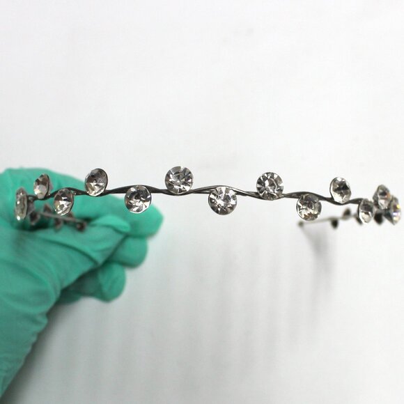 Clear Rhinestone Silvertone Hair Head Piece Band Decoration Trim Wedding Pageant - Picture 8 of 12